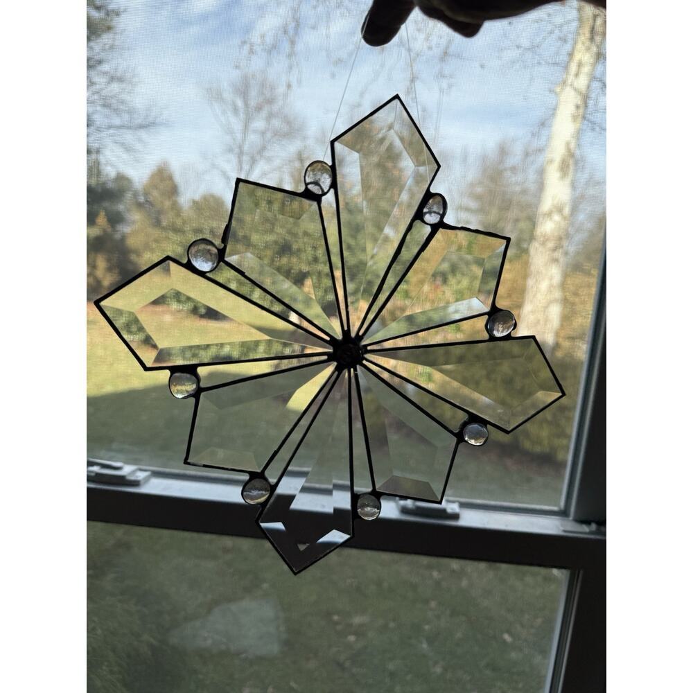 Beveled Glass Handcrafted Prism Suncatcher Clear Artisan Window Decor 9” - Picture 5 of 6